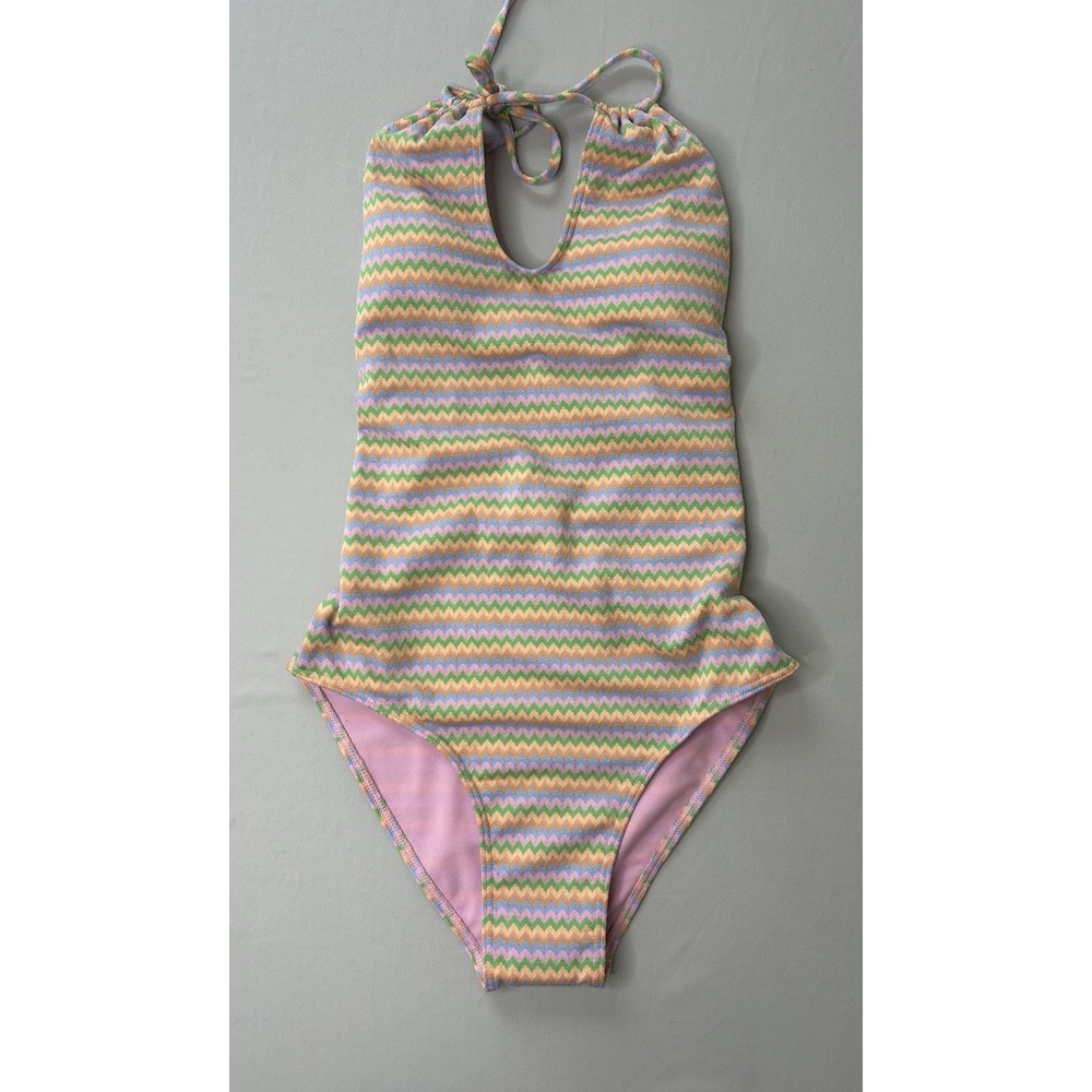 Roxy Wavy Stripe One Piece Swimsuit Women's Small Surf Beach Summer NWT